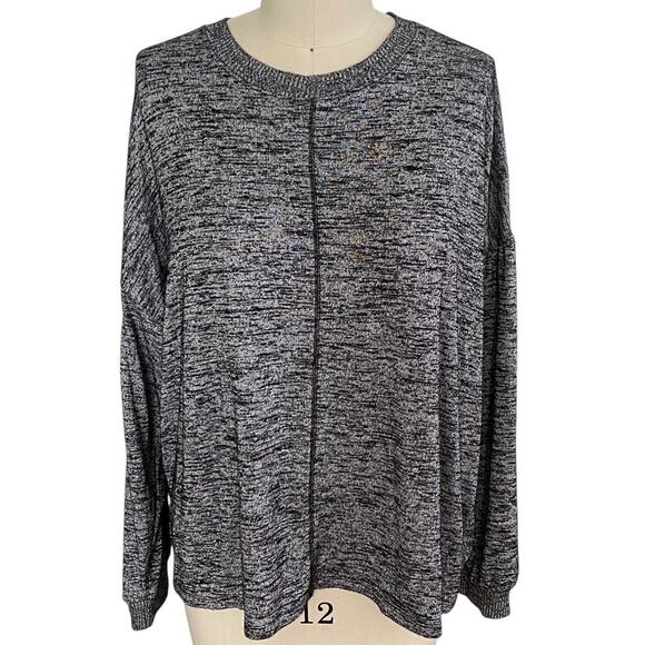TIME & TRU Hacci Pullover Black & Gray Casual Long Sleeve Top ~ Women's Size XXL - Picture 5 of 8
